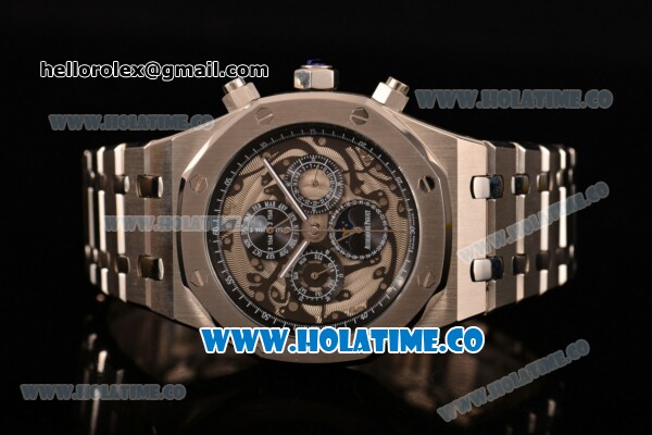 Audemars Piguet Royal Oak Automatic Movement Black Skeleton Dial with Silver Case and SS Strap - Click Image to Close